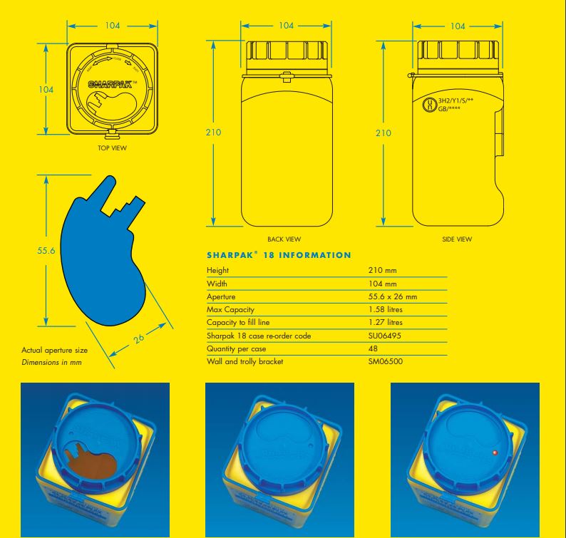  Sharps Container 1.6 litre (Blue Safety Lid) (Sharps Container 1.58 litre  (Blue Safety Lid))