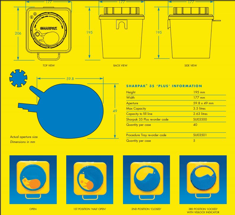  Sharps Container 6 Litre (Blue Safety Lid) (Sharps Container 6 Litre (Blue Safety Lid))